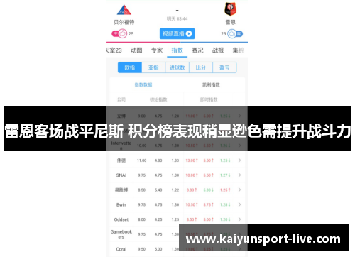雷恩客场战平尼斯 积分榜表现稍显逊色需提升战斗力